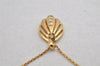 Authentic LANCEL Vintage Gold Tone Rhinestone Chain Pendant Necklace 9766J