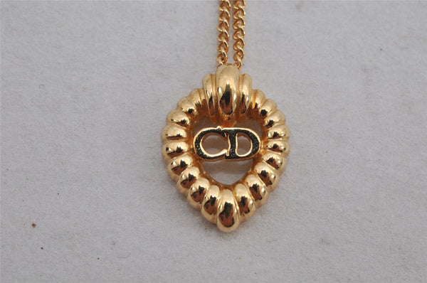 Authentic Christian Dior Gold Tone Chain Pendant Necklace CD 9767J