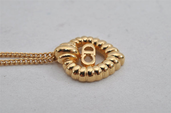 Authentic Christian Dior Gold Tone Chain Pendant Necklace CD 9767J