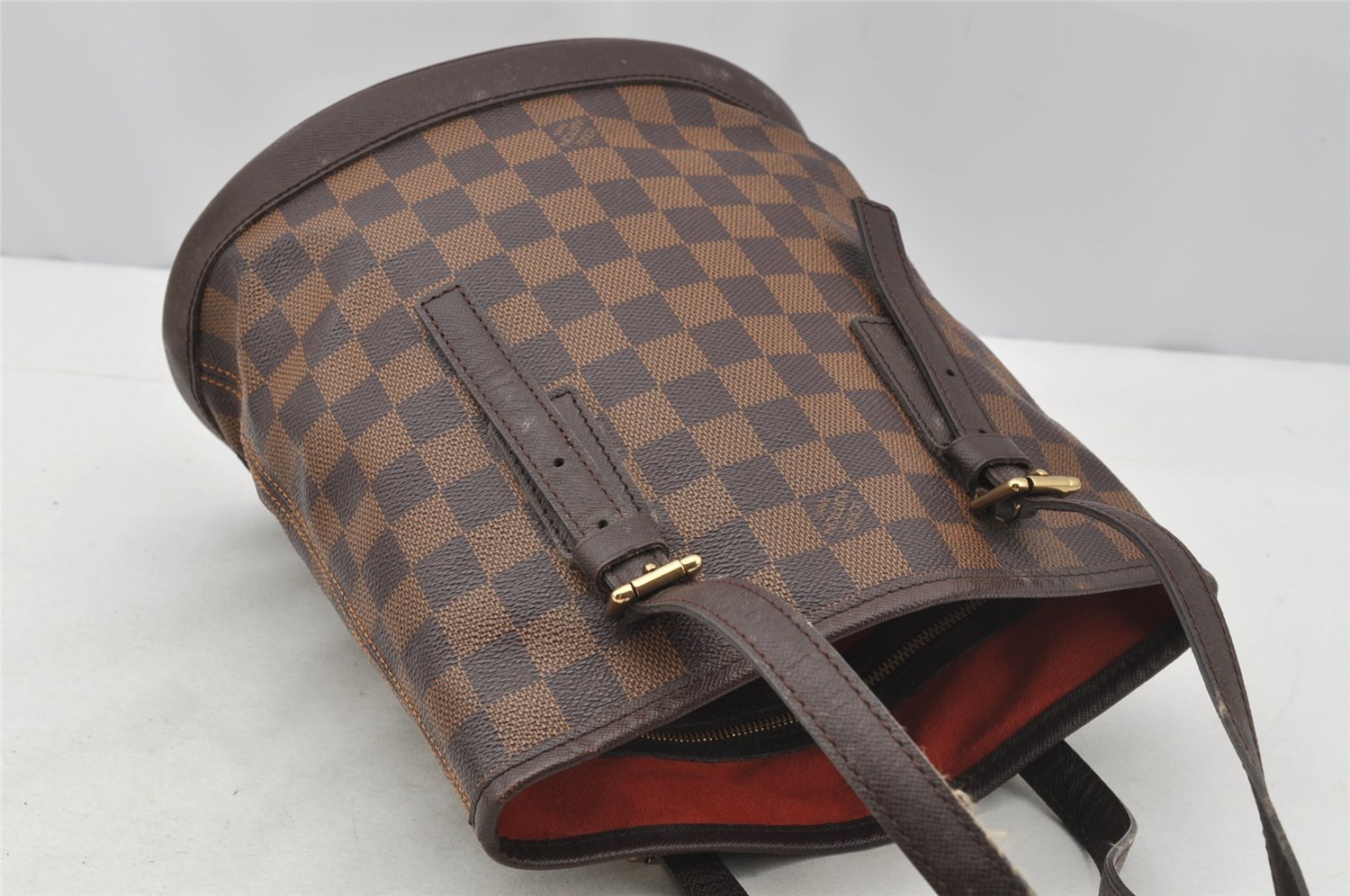 Authentic Louis Vuitton Damier Marais Bucket Shoulder Tote Bag N42240 LV 9768I