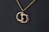 Authentic Christian Dior Gold Tone Chain Pendant Necklace CD 9768J