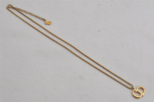 Authentic Christian Dior Gold Tone Chain Pendant Necklace CD 9768J