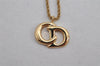 Authentic Christian Dior Gold Tone Chain Pendant Necklace CD 9768J