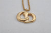 Authentic Christian Dior Gold Tone Chain Pendant Necklace CD 9768J