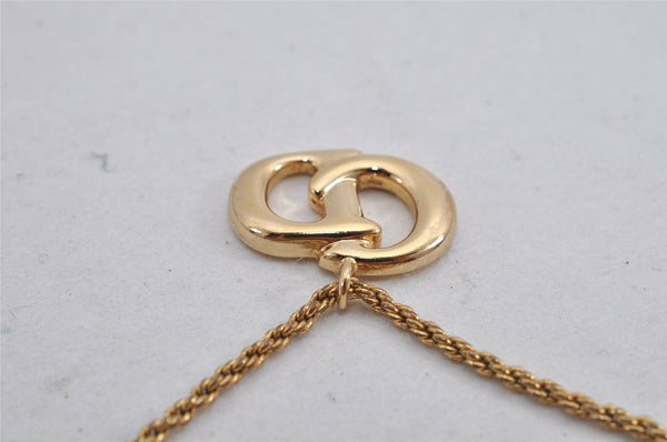 Authentic Christian Dior Gold Tone Chain Pendant Necklace CD 9768J