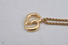 Authentic Christian Dior Gold Tone Chain Pendant Necklace CD 9768J