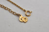 Authentic Christian Dior Gold Tone Chain Pendant Necklace CD 9768J