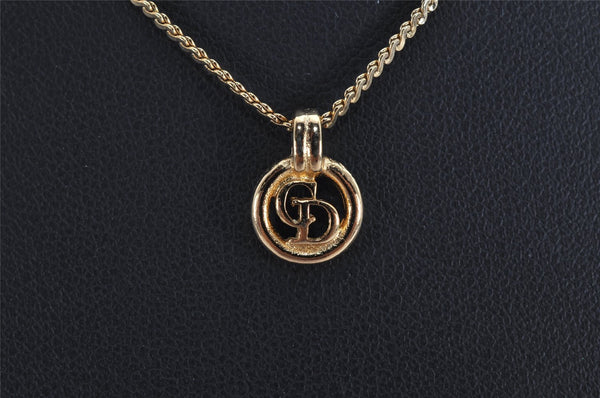 Authentic Christian Dior Gold Tone Chain Pendant Necklace CD 9773J