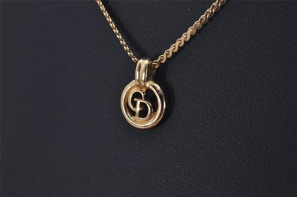 Authentic Christian Dior Gold Tone Chain Pendant Necklace CD 9773J