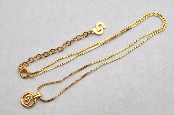 Authentic Christian Dior Gold Tone Chain Pendant Necklace CD 9773J