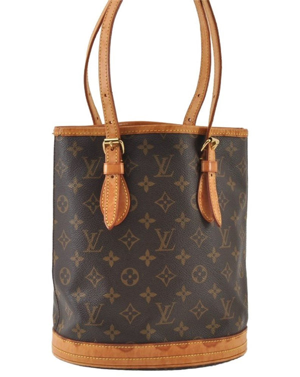 Authentic Louis Vuitton Monogram Bucket PM Shoulder Tote Bag M42238 LV 9774I