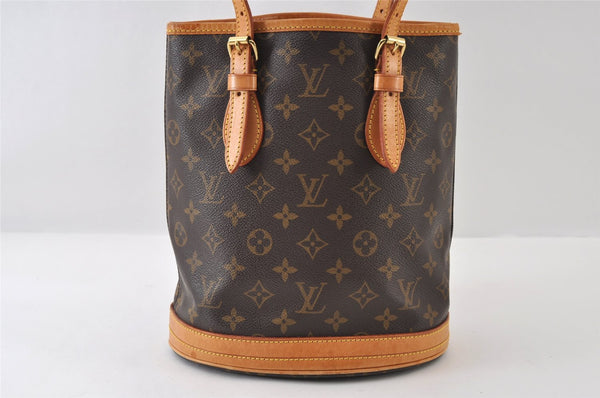Authentic Louis Vuitton Monogram Bucket PM Shoulder Tote Bag M42238 LV 9774I