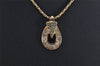 Authentic Christian Dior Gold Tone Chain Rhinestone Pendant Necklace CD 9774J