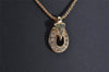 Authentic Christian Dior Gold Tone Chain Rhinestone Pendant Necklace CD 9774J