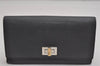 Authentic FENDI Peeka Boo Long Wallet Purse Leather Gray Box 9776J