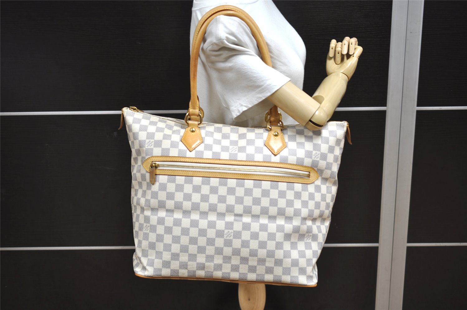 Authentic Louis Vuitton Damier Azur Saleya GM Shoulder Tote Bag N51184 LV 9779J