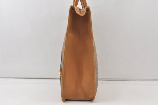 Authentic GUCCI Web Sherry Line Micro GG PVC Leather Tote Hand Bag Brown 9782J