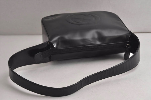 Authentic GUCCI Vintage Shoulder Hand Bag Purse Enamel Black Junk 9783J