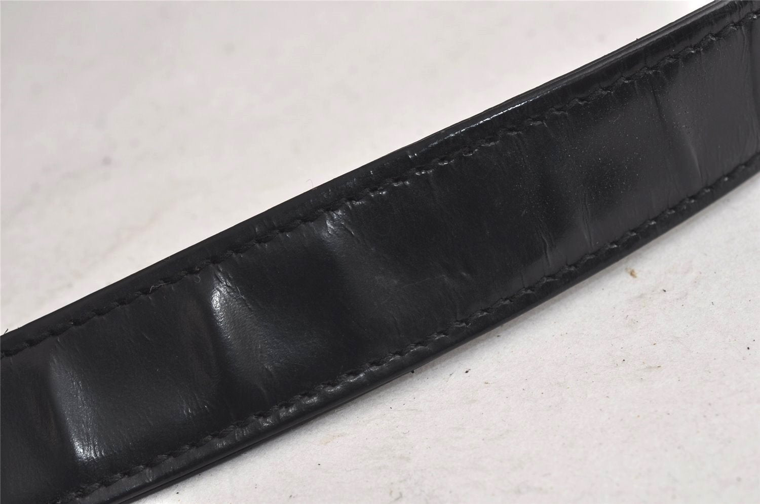 Authentic GUCCI Vintage Shoulder Hand Bag Purse Enamel Black Junk 9783J