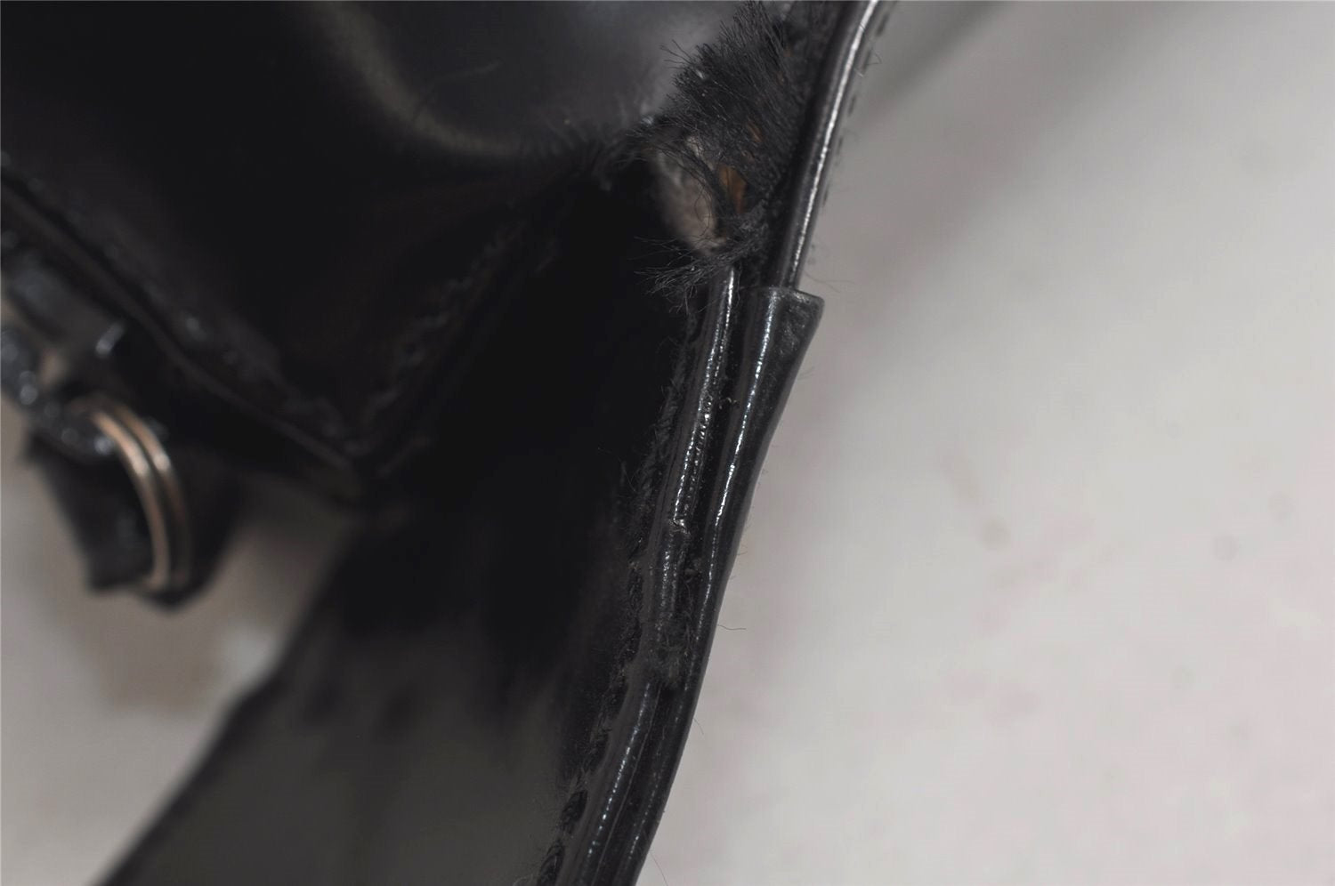 Authentic GUCCI Vintage Shoulder Hand Bag Purse Enamel Black Junk 9783J