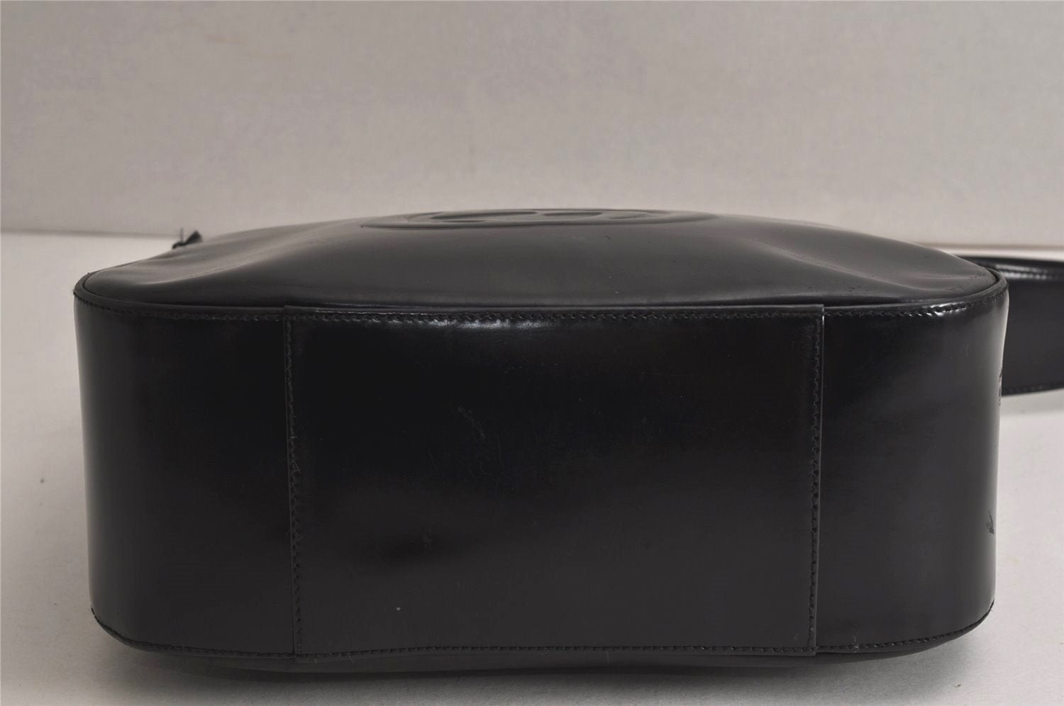 Authentic GUCCI Vintage Shoulder Hand Bag Purse Enamel Black Junk 9783J