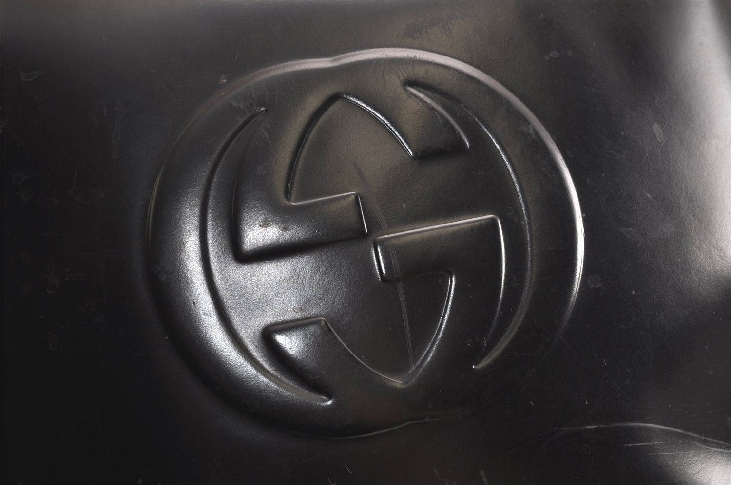 Authentic GUCCI Vintage Shoulder Hand Bag Purse Enamel Black Junk 9783J