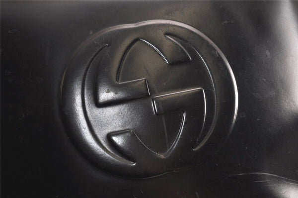 Authentic GUCCI Vintage Shoulder Hand Bag Purse Enamel Black Junk 9783J