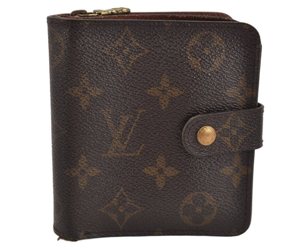 Authentic Louis Vuitton Monogram Compact Zip Bifold Wallet Purse M61667 LV 9786J