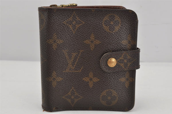 Authentic Louis Vuitton Monogram Compact Zip Bifold Wallet Purse M61667 LV 9786J