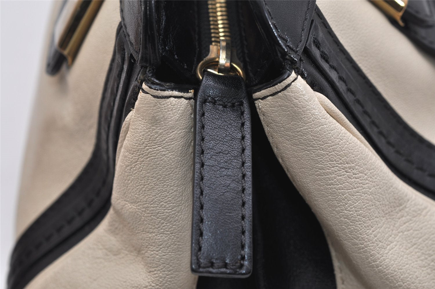 Authentic Chloe ALICE 2Way Shoulder Hand Bag Purse Leather Cream White 9793J
