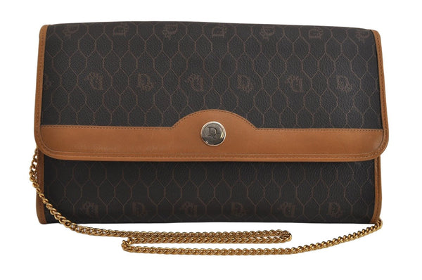 Authentic Christian Dior Honeycomb Shoulder Bag PVC Leather Black Junk 9795J
