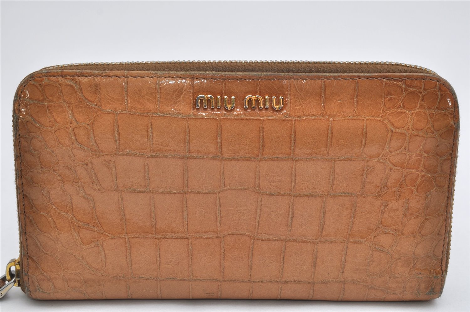 Authentic MIU MIU Vintage Enemel Long Wallet Purse Beige 9796J