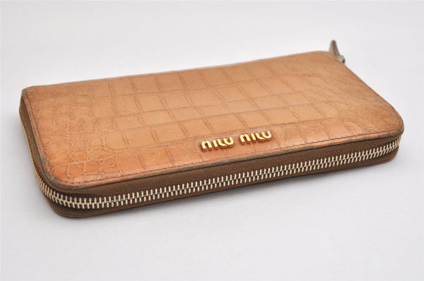 Authentic MIU MIU Vintage Enemel Long Wallet Purse Beige 9796J