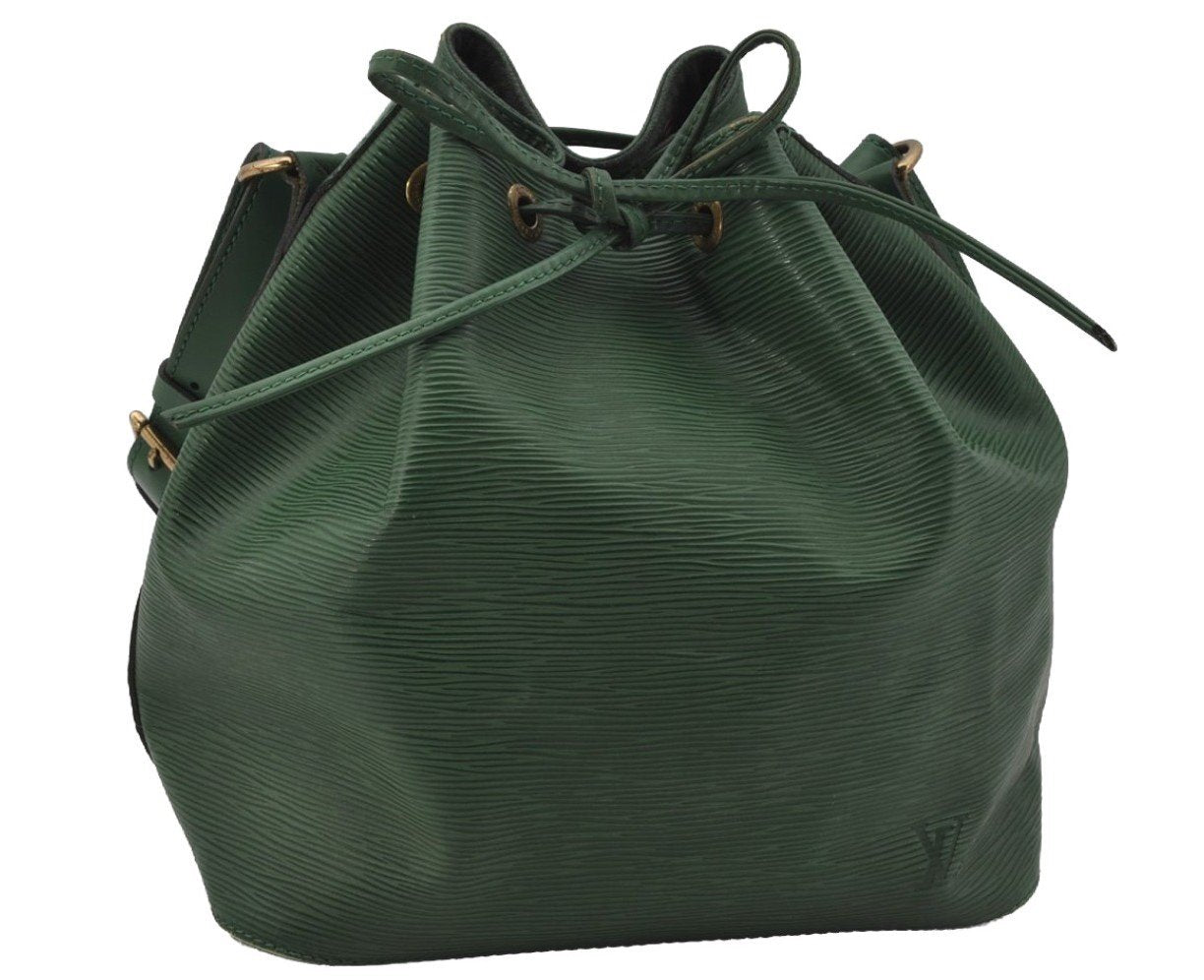 Authentic Louis Vuitton Epi Petit Noe Shoulder Drawstring Bag M44104 Green 9798I