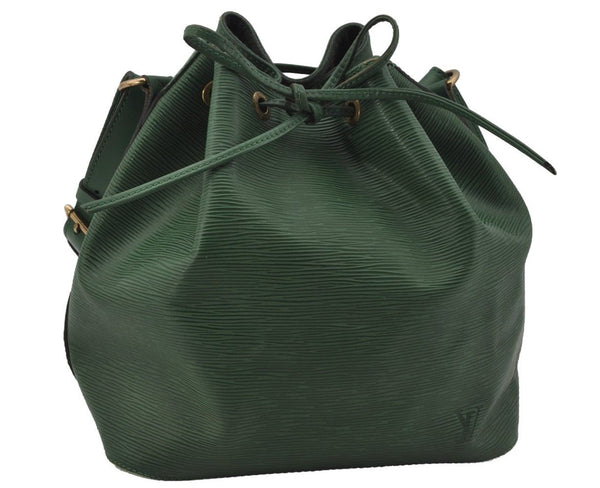 Authentic Louis Vuitton Epi Petit Noe Shoulder Drawstring Bag M44104 Green 9798I