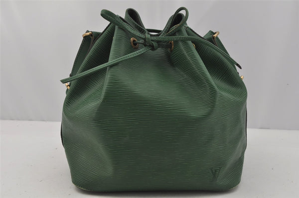 Authentic Louis Vuitton Epi Petit Noe Shoulder Drawstring Bag M44104 Green 9798I