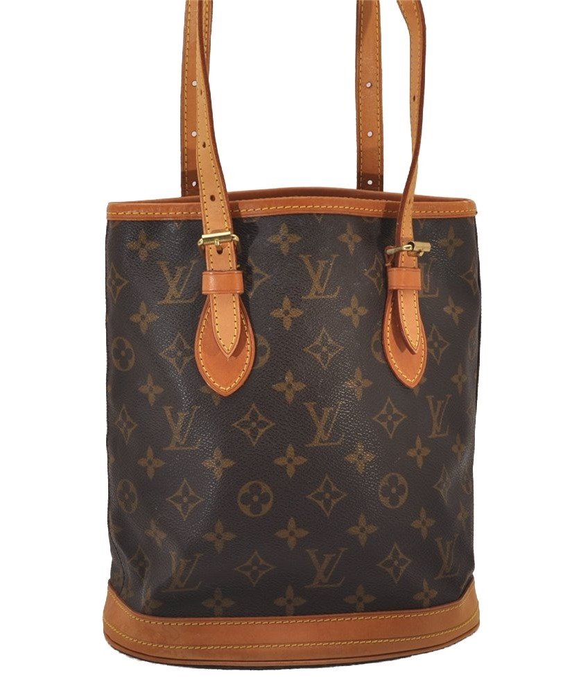 Authentic Louis Vuitton Monogram Bucket PM Shoulder Tote Bag M42238 Junk 9800I