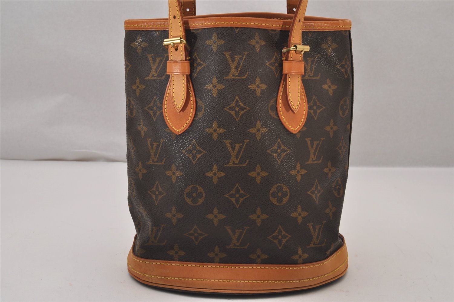 Authentic Louis Vuitton Monogram Bucket PM Shoulder Tote Bag M42238 Junk 9800I