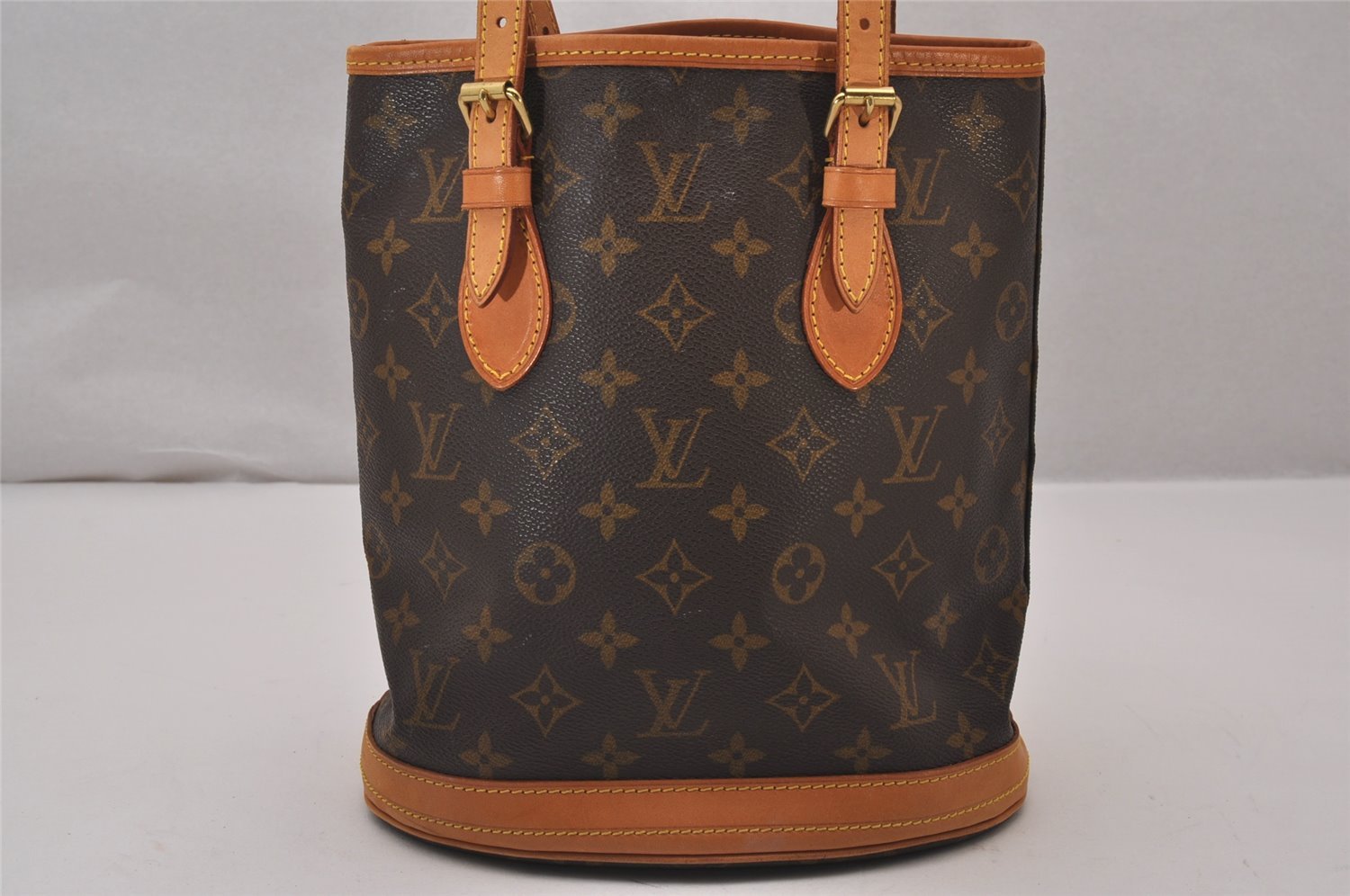 Authentic Louis Vuitton Monogram Bucket PM Shoulder Tote Bag M42238 Junk 9800I