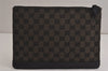 Authentic GUCCI Vintage Clutch Hand Bag Purse GG Canvas Leather Black 9804J