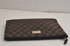 Authentic GUCCI Vintage Clutch Hand Bag Purse GG Canvas Leather Black 9804J