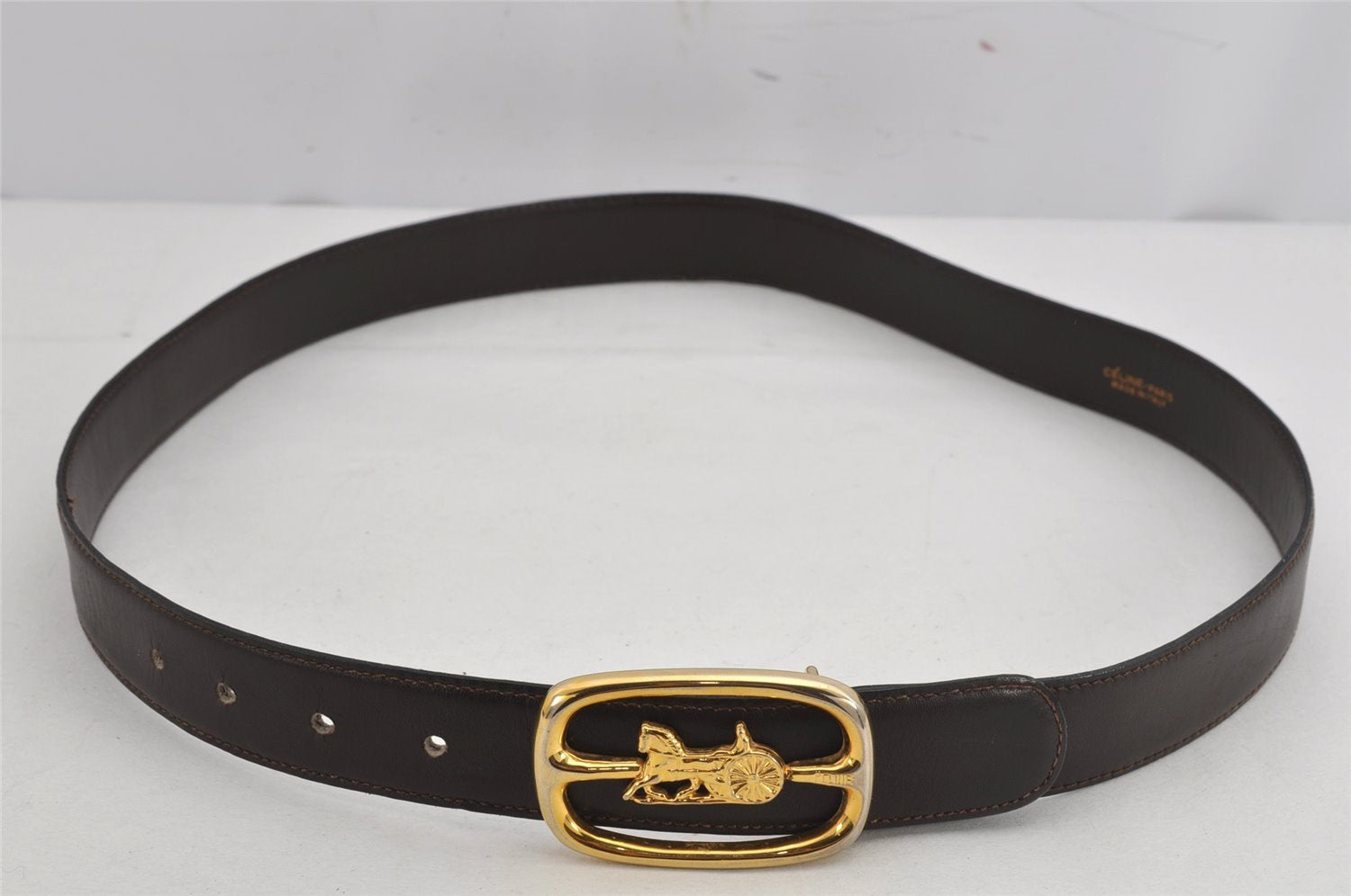 Authentic CELINE Horse Carriage Belt Leather Size 77-86cm 30.3-33.9