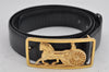 Authentic CELINE Horse Carriage Vintage Belt Leather Size 80cm 31.5" Black 9806J