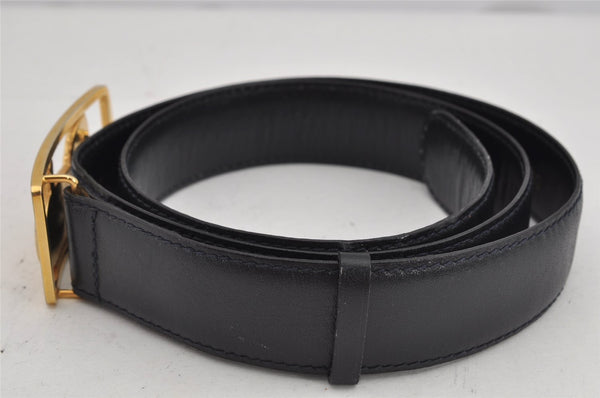 Authentic CELINE Horse Carriage Vintage Belt Leather Size 80cm 31.5" Black 9806J