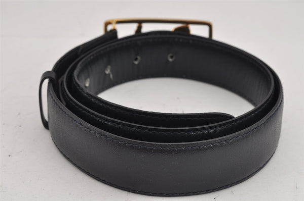 Authentic CELINE Horse Carriage Vintage Belt Leather Size 80cm 31.5" Black 9806J