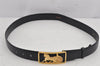 Authentic CELINE Horse Carriage Vintage Belt Leather Size 80cm 31.5" Black 9806J