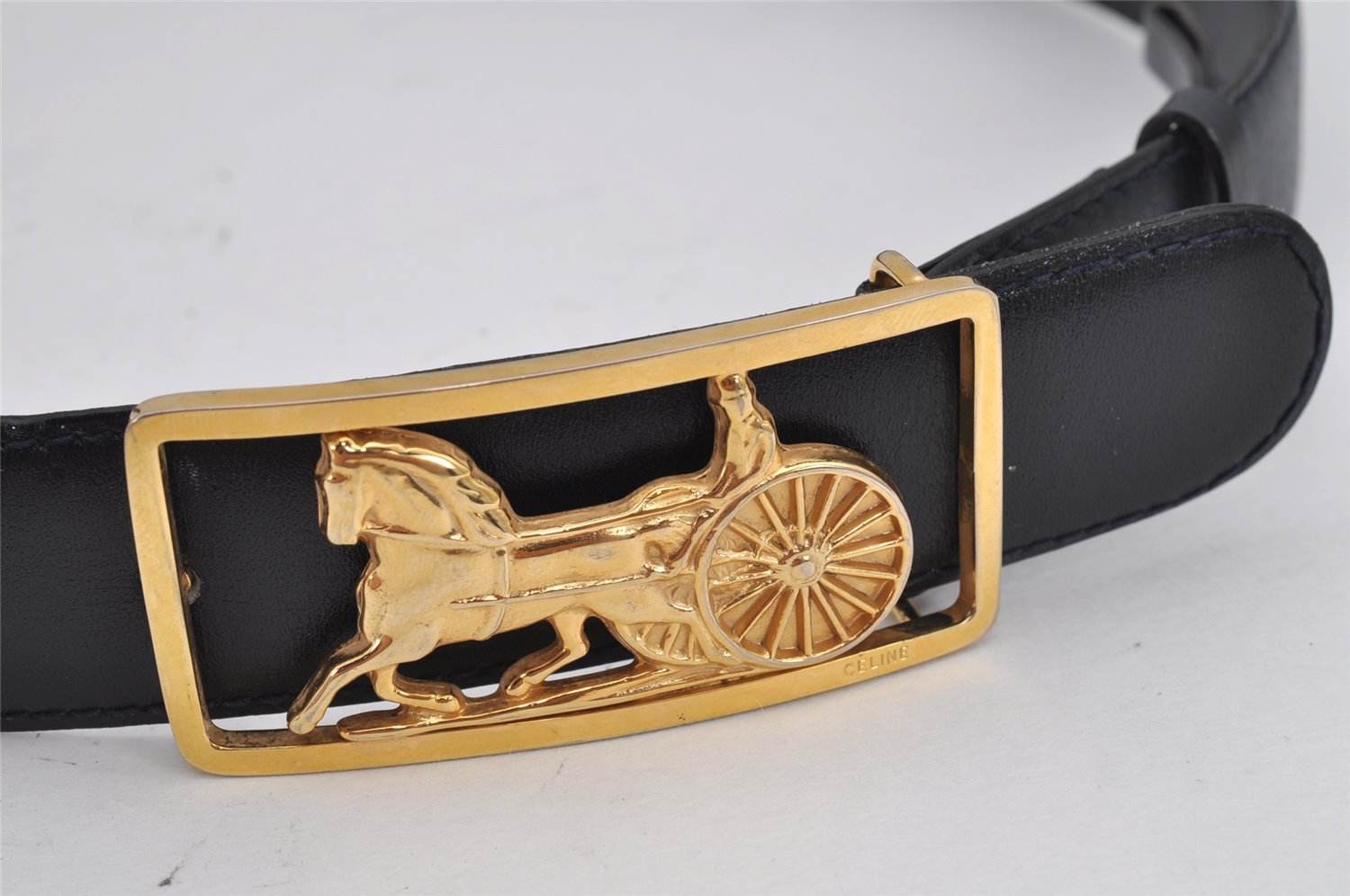 Authentic CELINE Horse Carriage Vintage Belt Leather Size 80cm 31.5