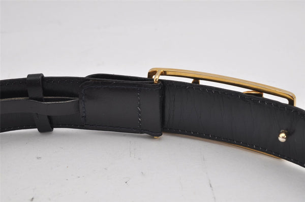 Authentic CELINE Horse Carriage Vintage Belt Leather Size 80cm 31.5" Black 9806J