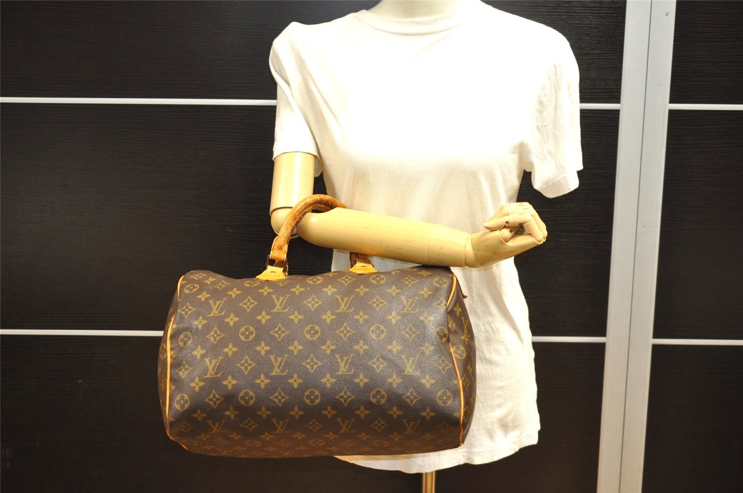 Authentic Louis Vuitton Monogram Speedy 35 Hand Boston Bag M41524 LV 9809I