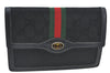 Authentic GUCCI Web Sherry Line Pouch Purse GG Canvas Leather Black 9810F